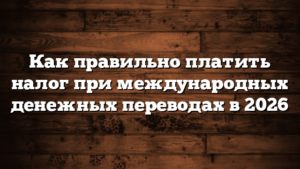 Как правильно платить налог при международных денежных переводах в 2026