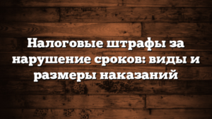 Налоговые штрафы за нарушение сроков: виды и размеры наказаний