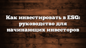 Как инвестировать в ESG: руководство для начинающих инвесторов